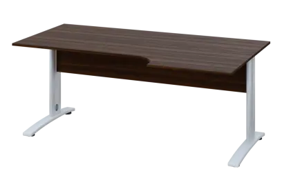 ERK 18 - 186 stůl kancelářský, rohový, pravý, kovová podnož bílá, deska 18 mm, široký 1800 mm, ořech královský